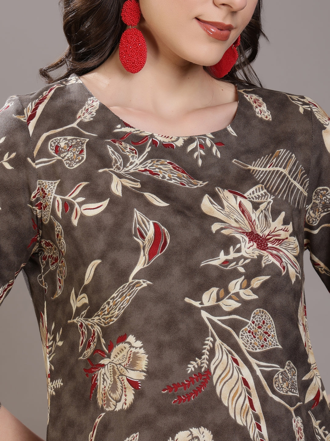 Straight Viscose Rayon Printed Kurta Set