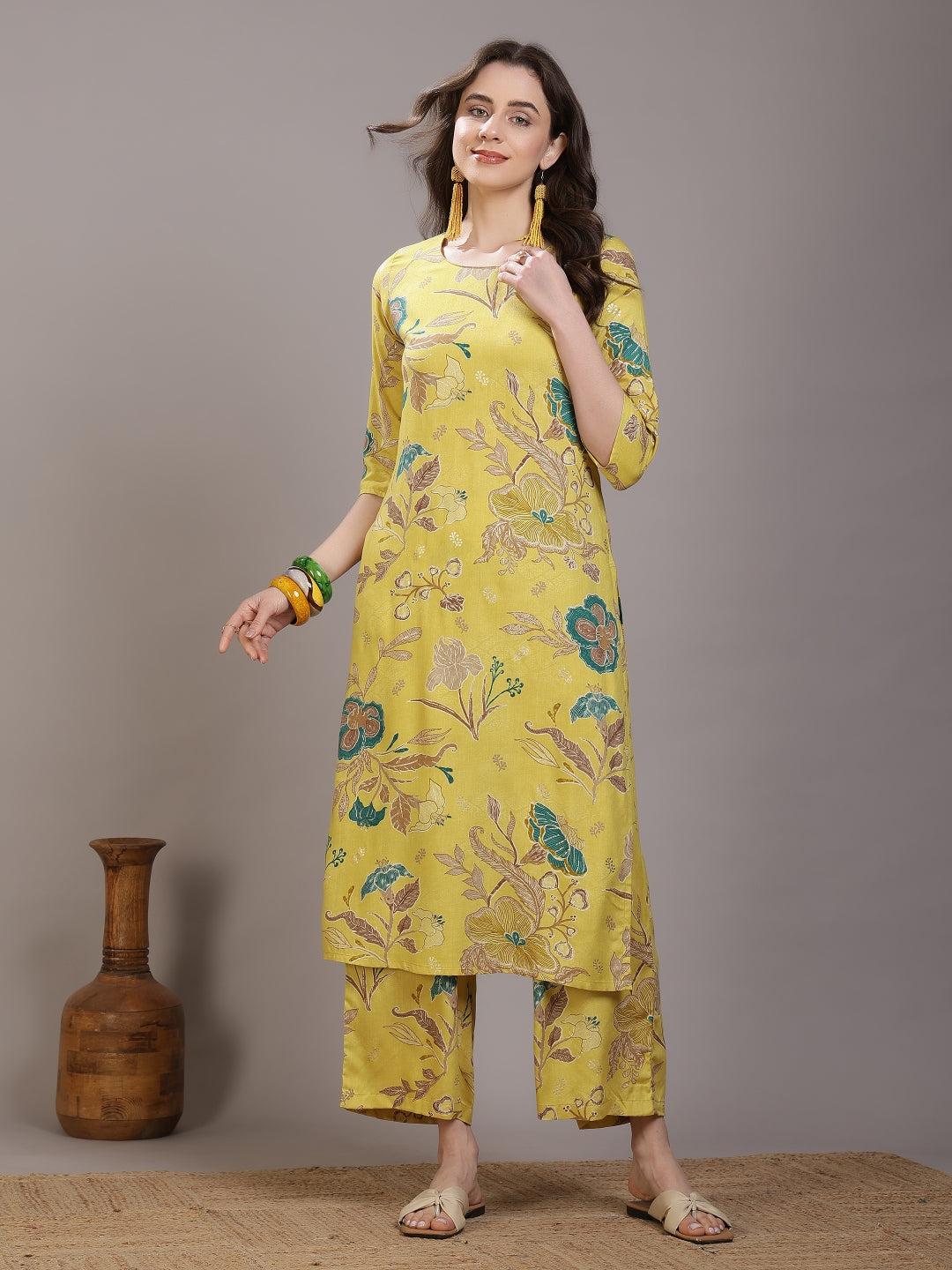 Straight Viscose Rayon Printed Kurta Set
