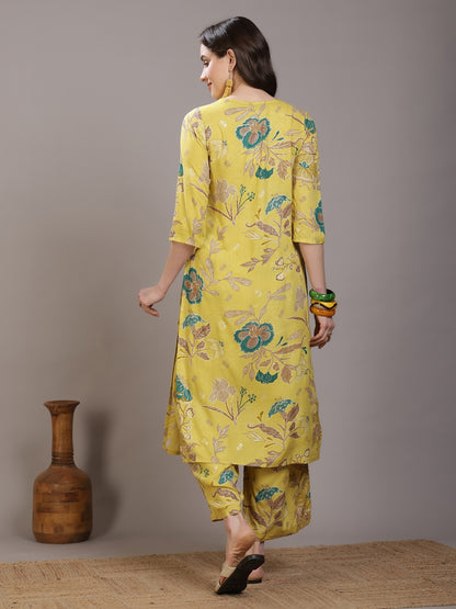 Straight Viscose Rayon Printed Kurta Set