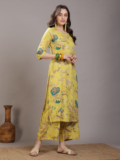 Straight Viscose Rayon Printed Kurta Set
