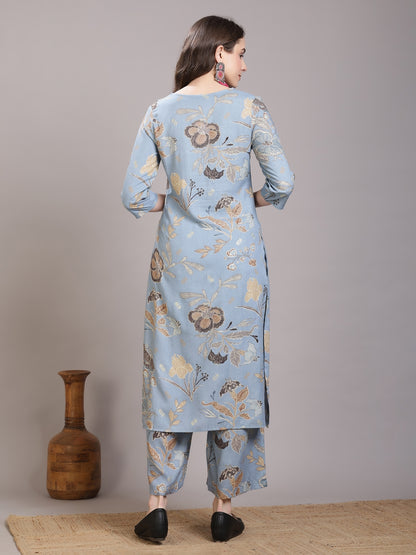 Straight Viscose Rayon Printed Kurta Set