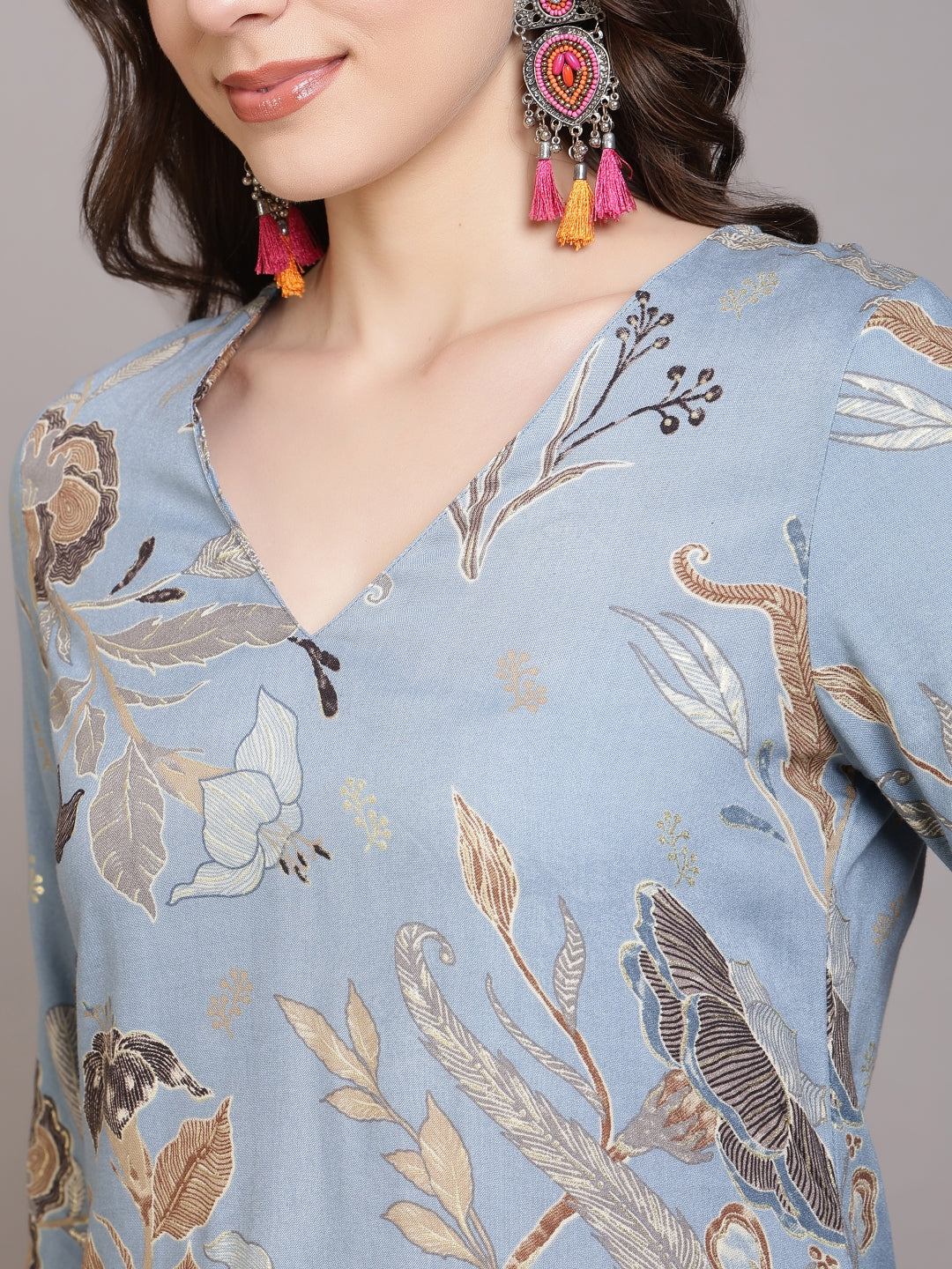 Straight Viscose Rayon Printed Kurta Set