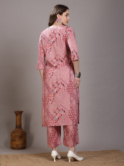Straight Viscose Rayon Printed Kurta Set