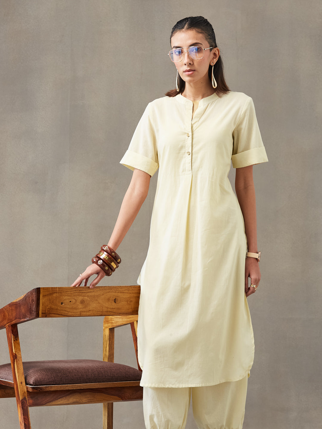 Straight Dyed Pure Cotton Kurta Set
