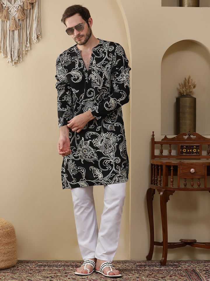 Straight Printed Viscose Rayon Kurtas