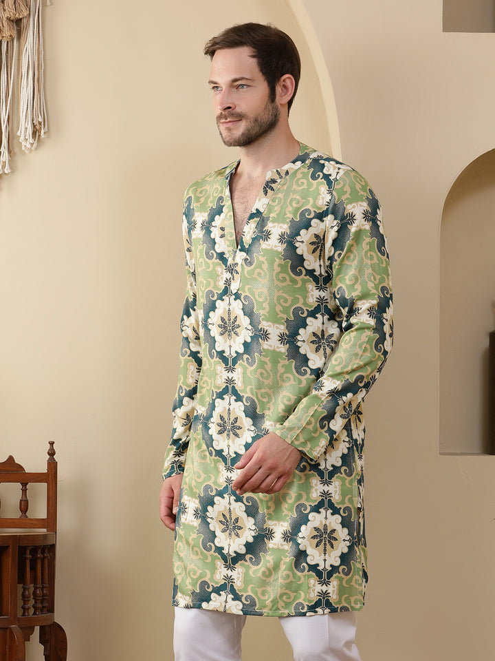 Straight Printed Viscose Rayon Kurtas