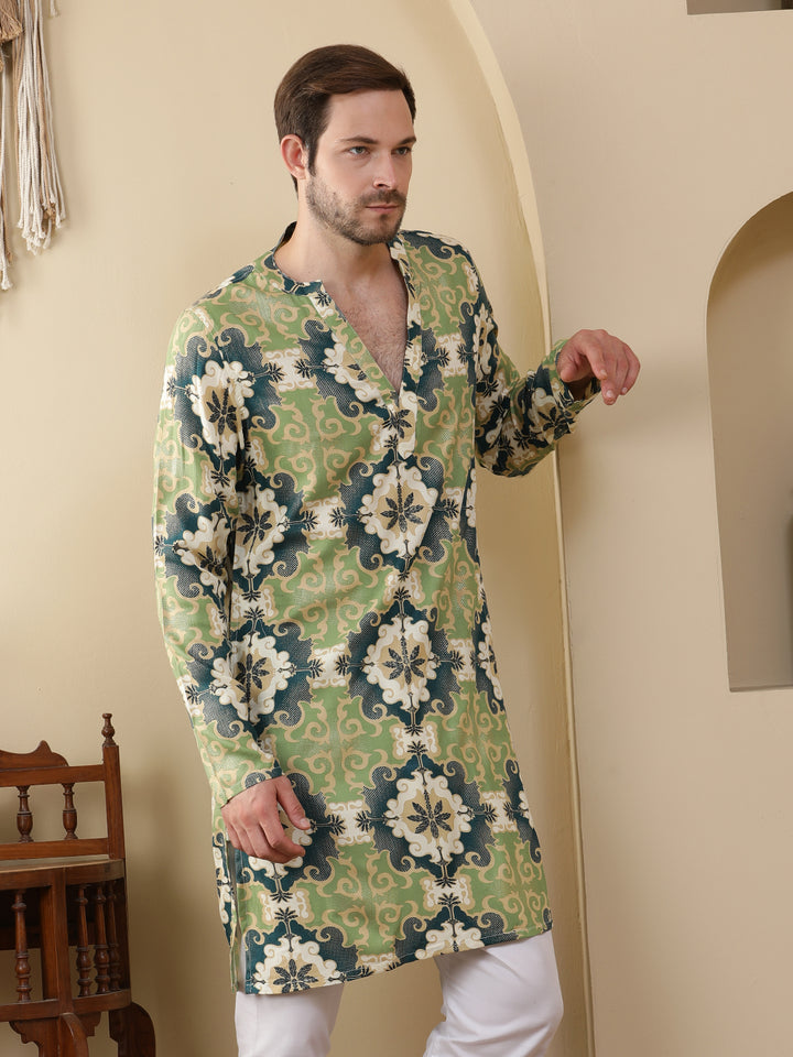 Straight Printed Viscose Rayon Kurtas