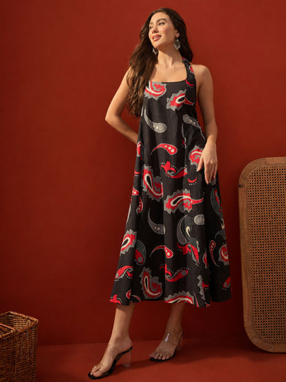 Paisley Printed Cotton Empire Dress