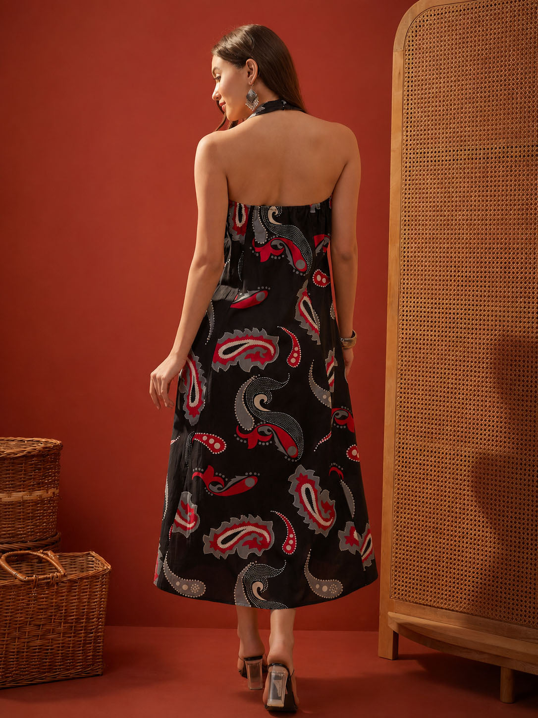 Paisley Printed Cotton Empire Dress