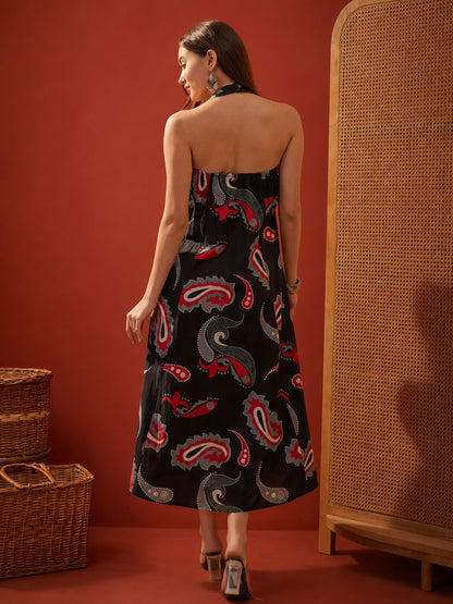 Paisley Printed Cotton Empire Dress