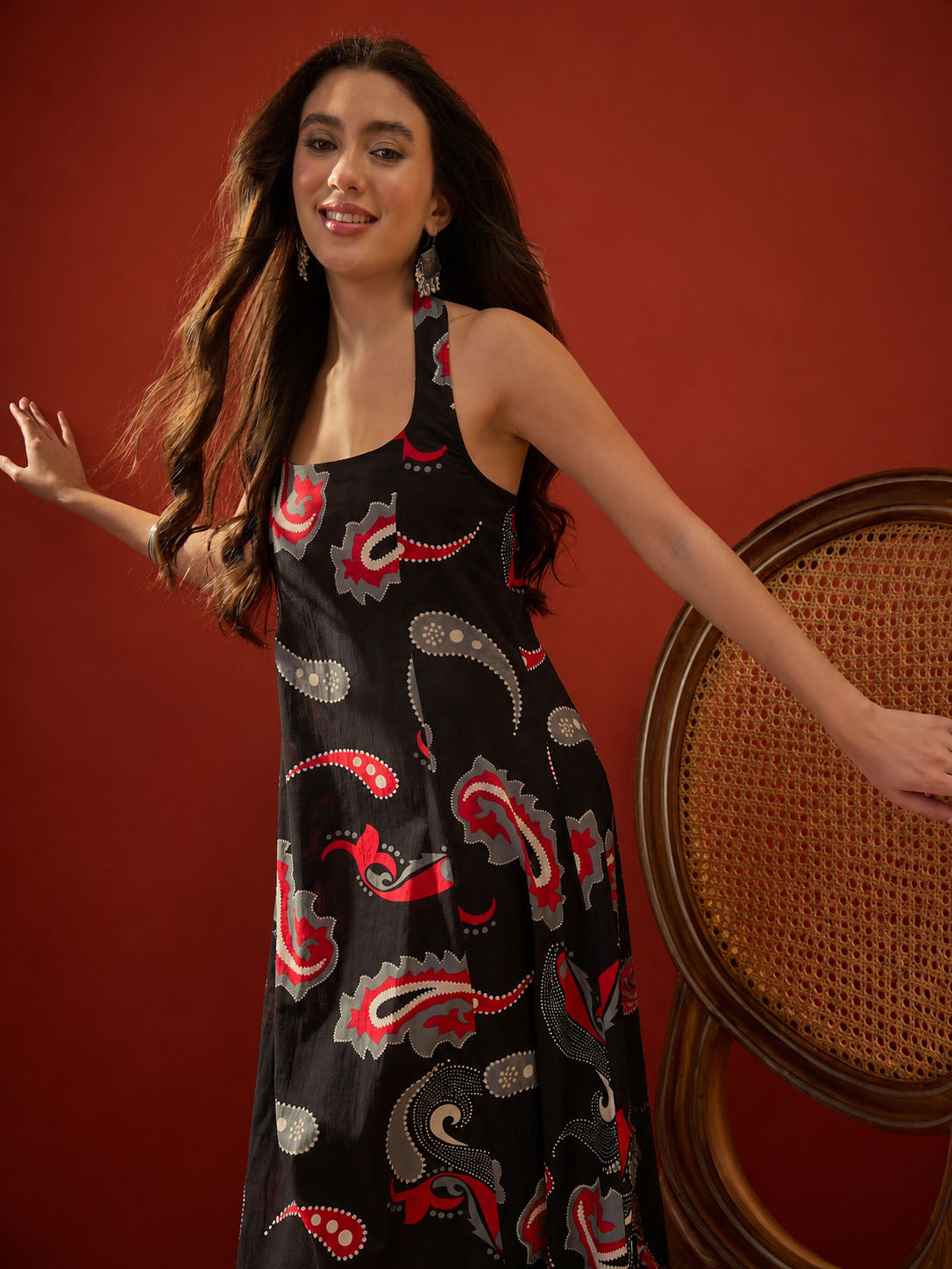Paisley Printed Cotton Empire Dress