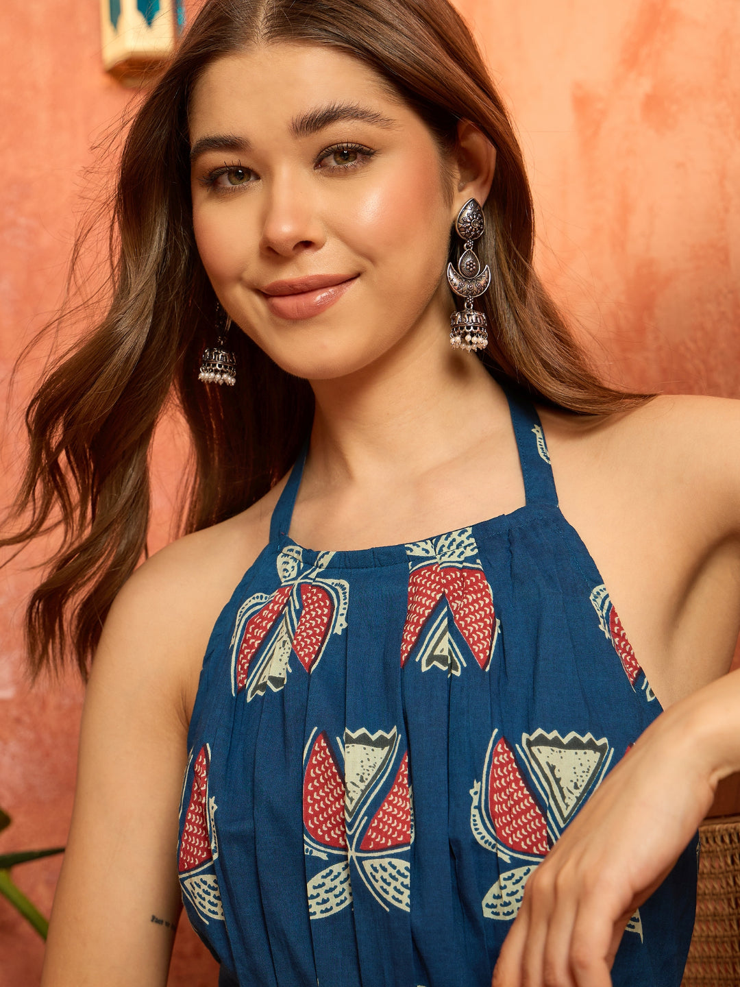 Printed Cotton Tiered Dress