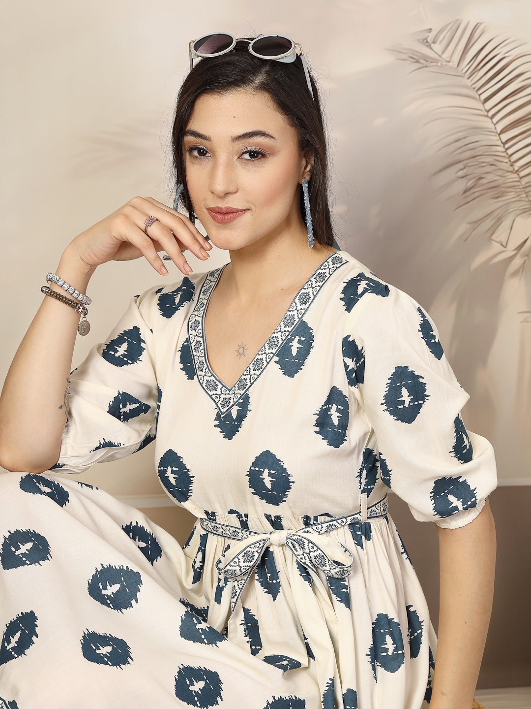 Blue Boho Printed Rayon Dress (Pre-Order)