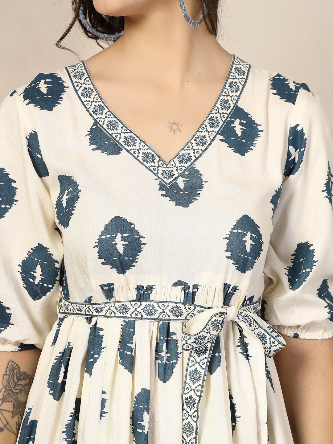 Blue Boho Printed Rayon Dress (Pre-Order)