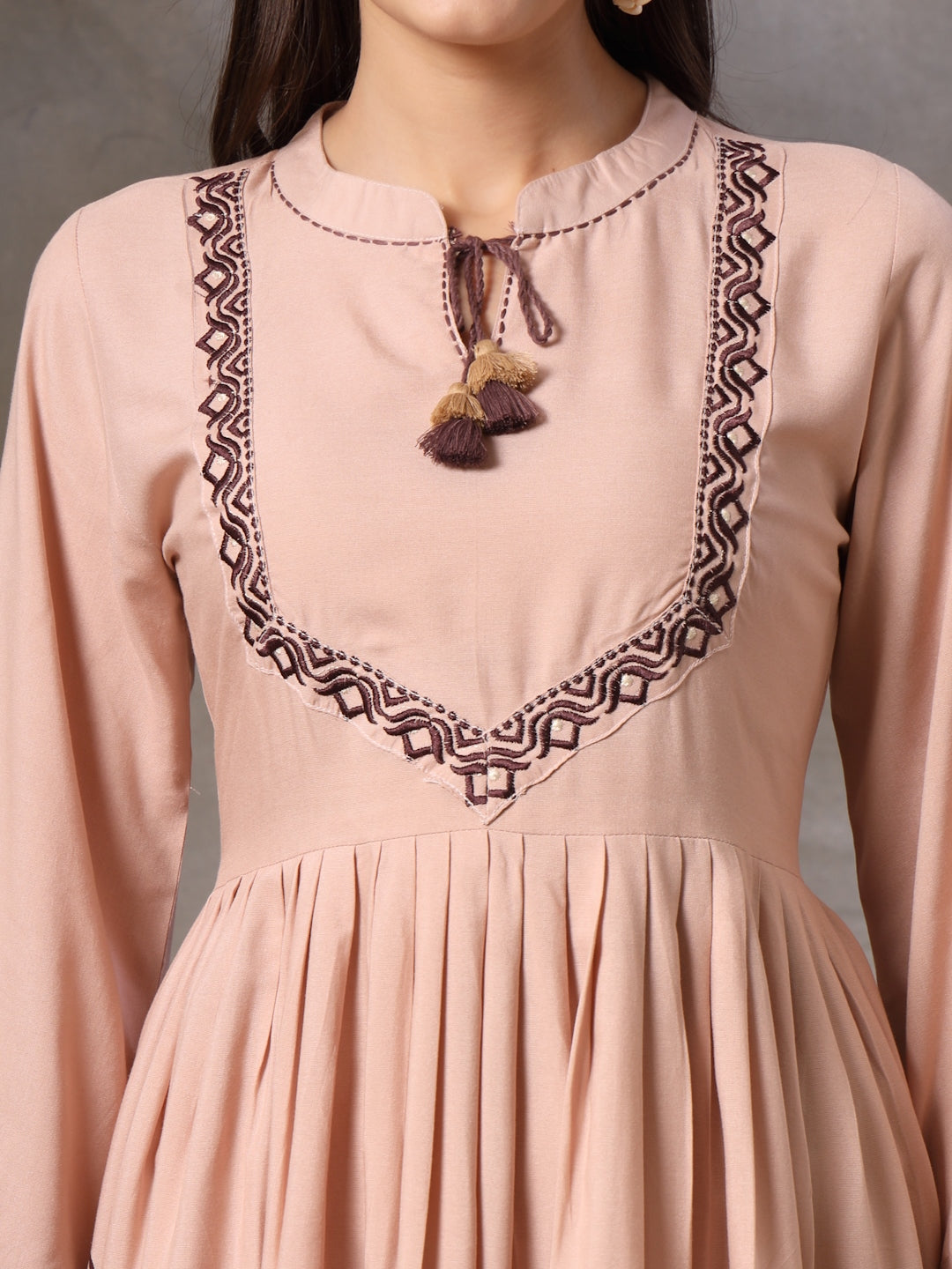Blush Botanical Printed Rayon Flared Dress