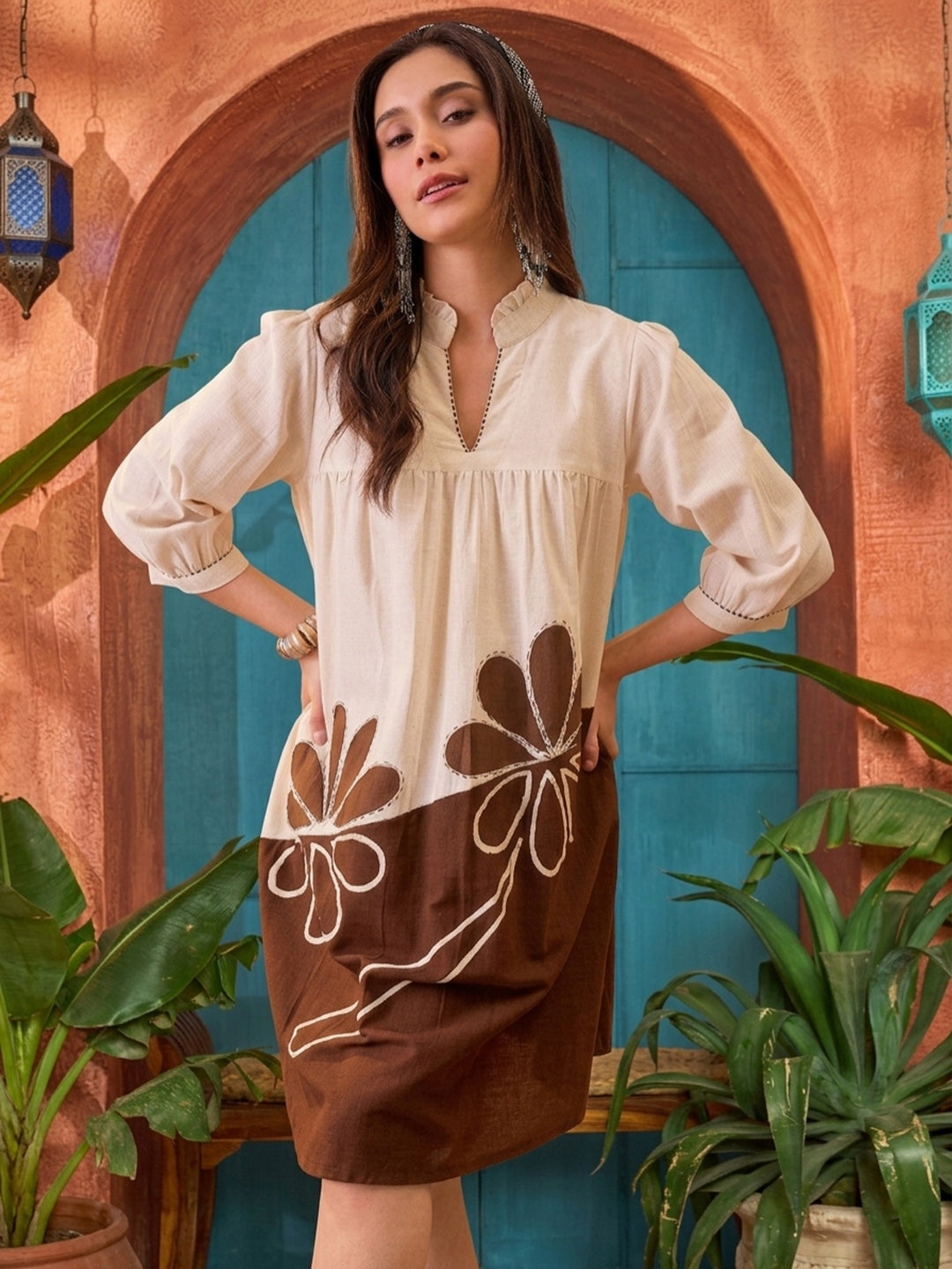 Solid Cotton A-Line Dress