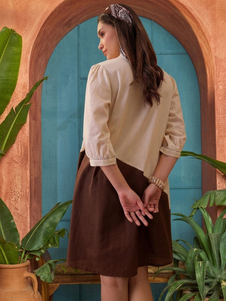 Solid Cotton A-Line Dress