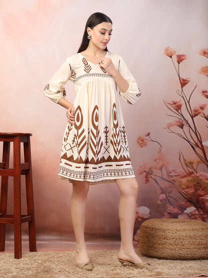 Printed Rayon Flared Dress