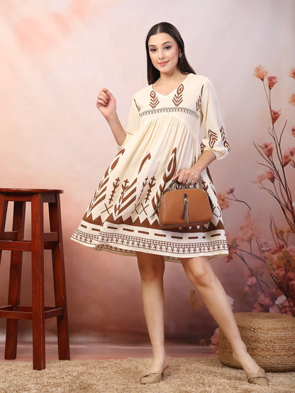Printed Rayon Flared Dress