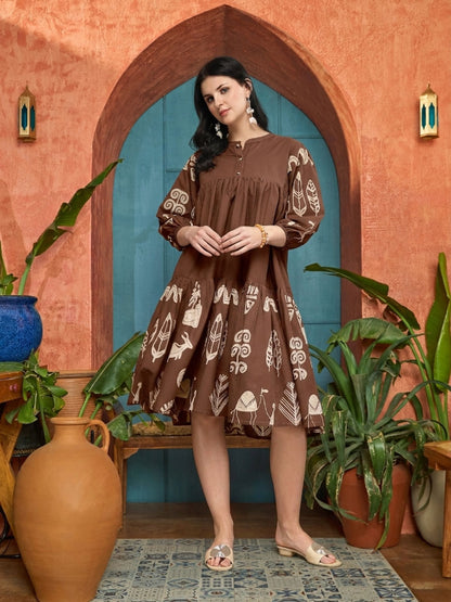 Boho Printed Cotton Tiered Dress