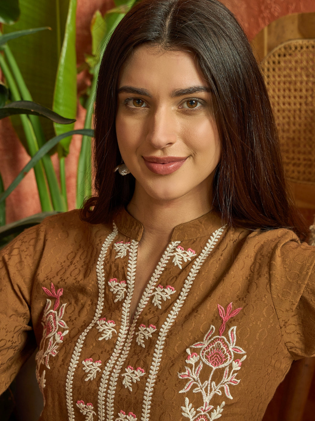 Woven Embroidered Cotton Dobby Tiered Dress