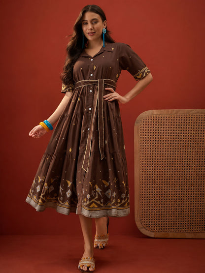 Solid Cotton Tiered Dress