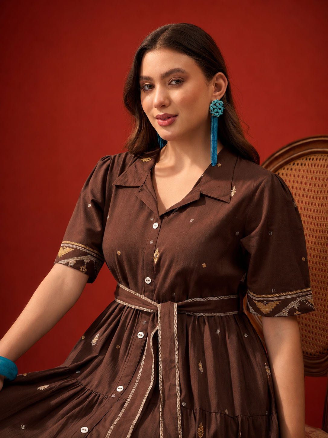 Solid Cotton Tiered Dress