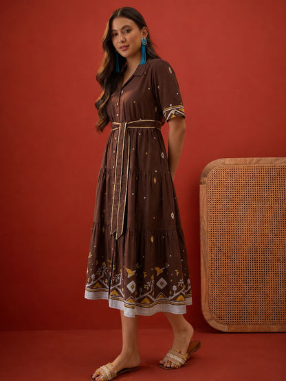 Solid Cotton Tiered Dress