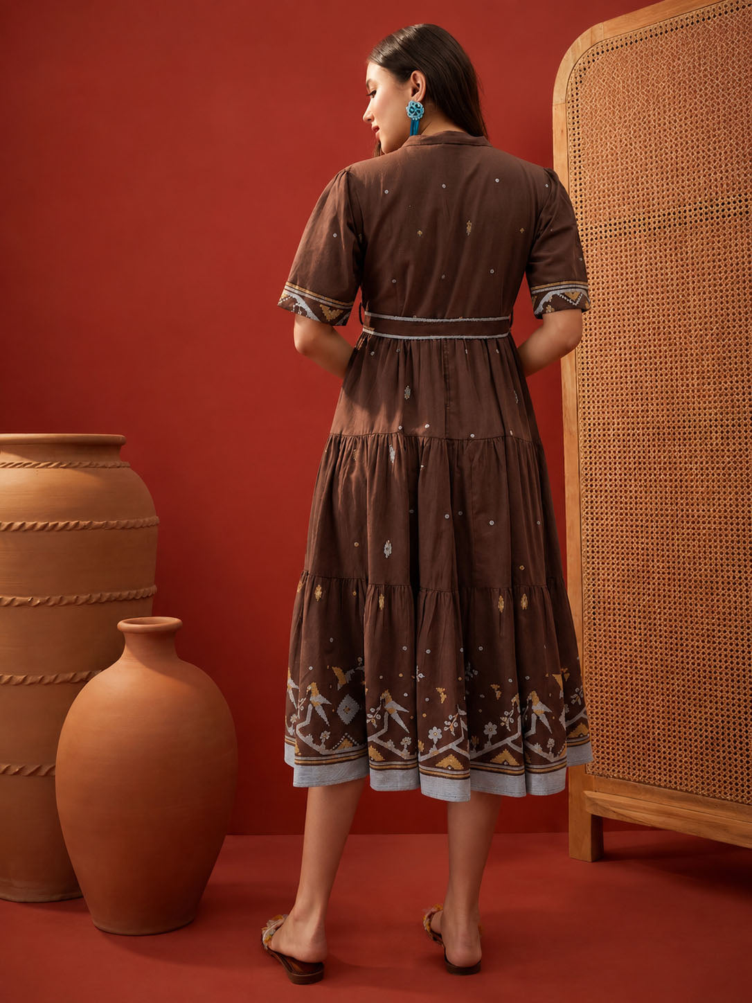 Solid Cotton Tiered Dress