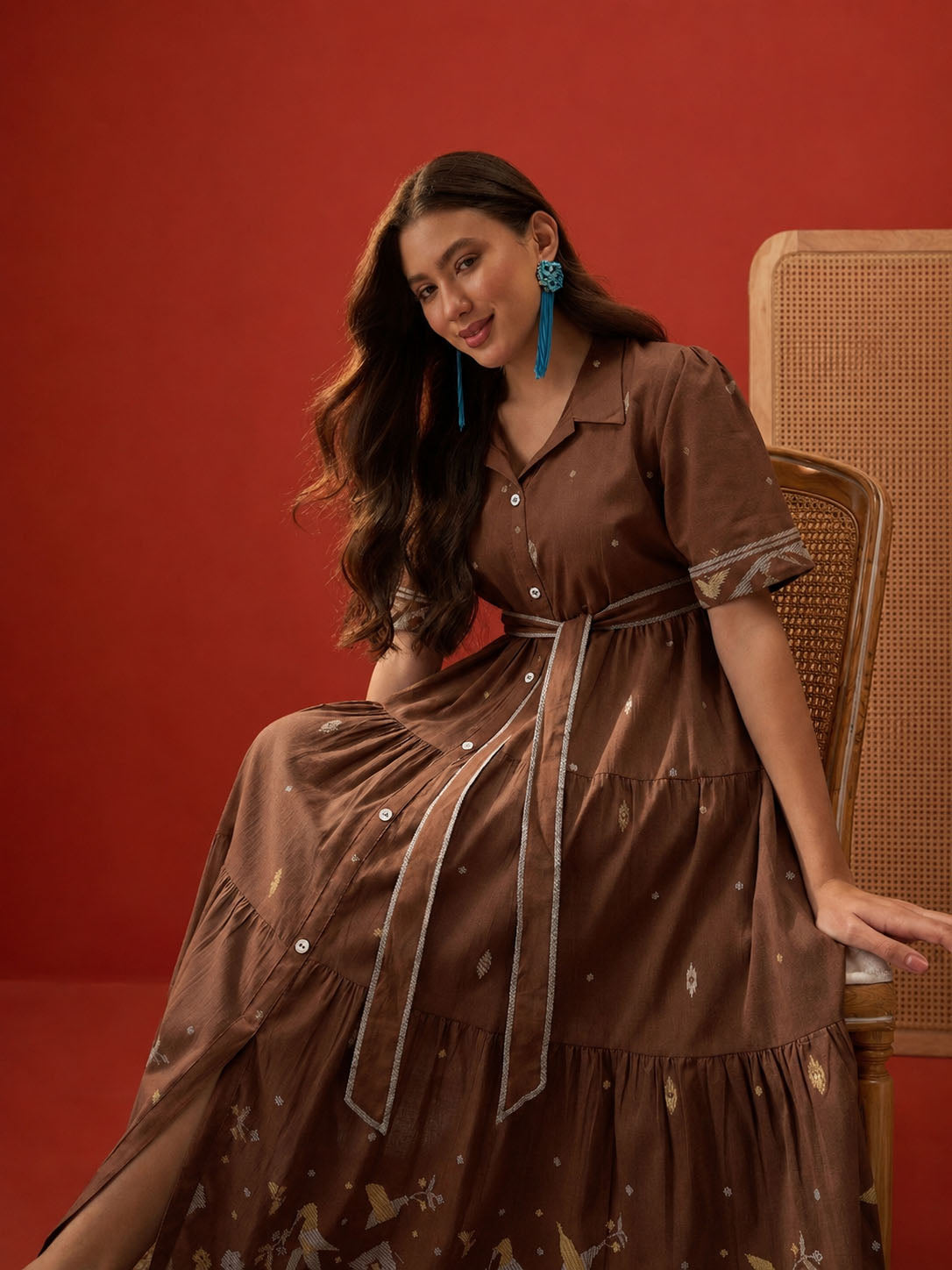 Solid Cotton Tiered Dress