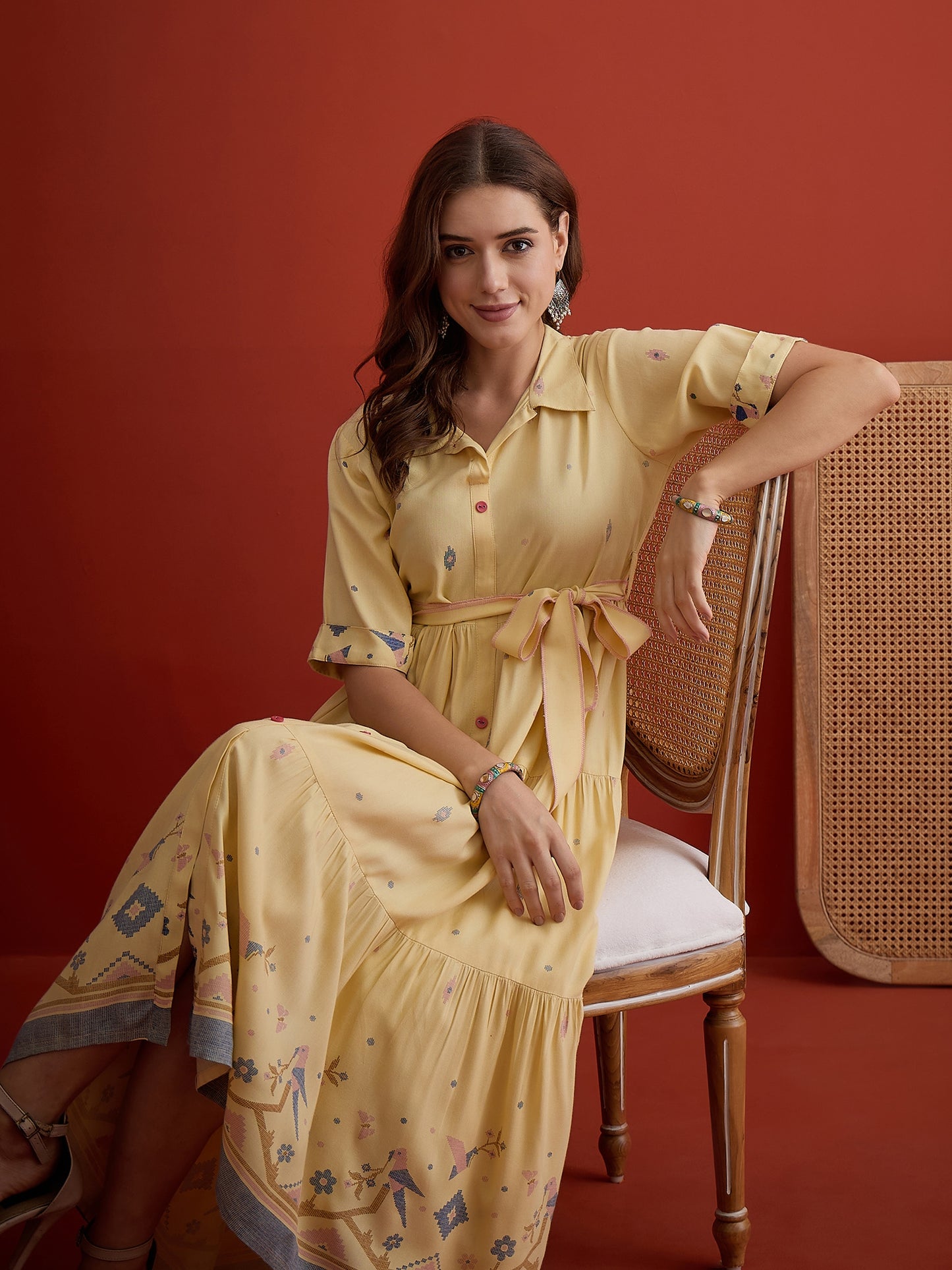 Solid Cotton Tiered Dress