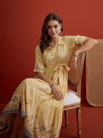Solid Cotton Tiered Dress