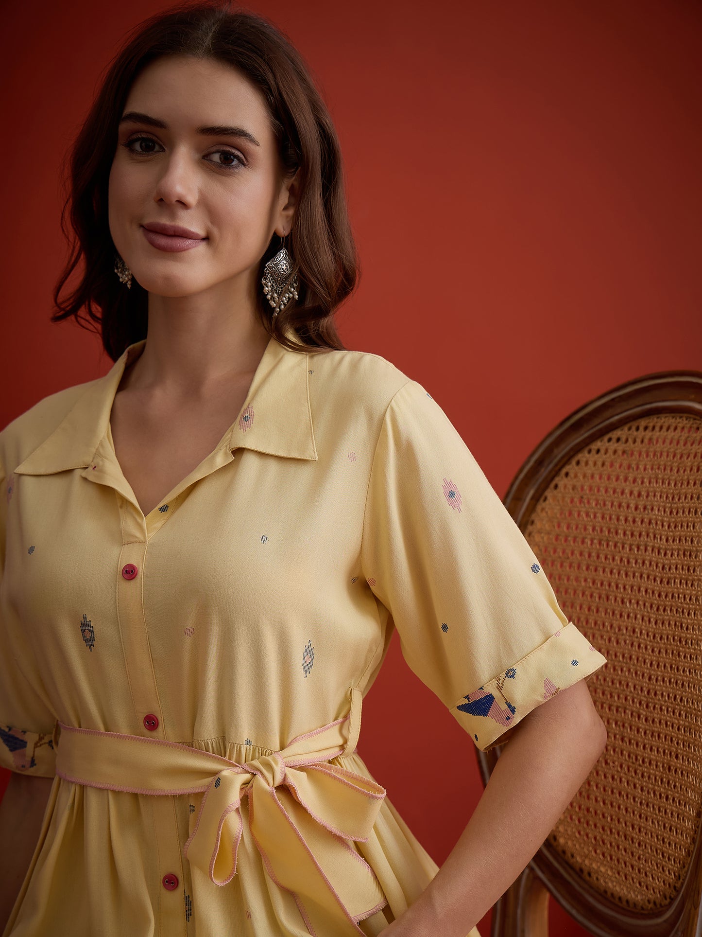 Solid Cotton Tiered Dress