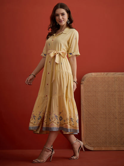 Solid Cotton Tiered Dress