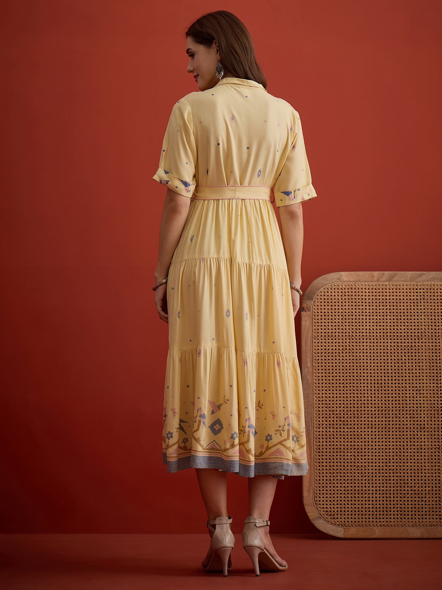 Solid Cotton Tiered Dress