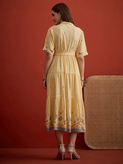 Solid Cotton Tiered Dress