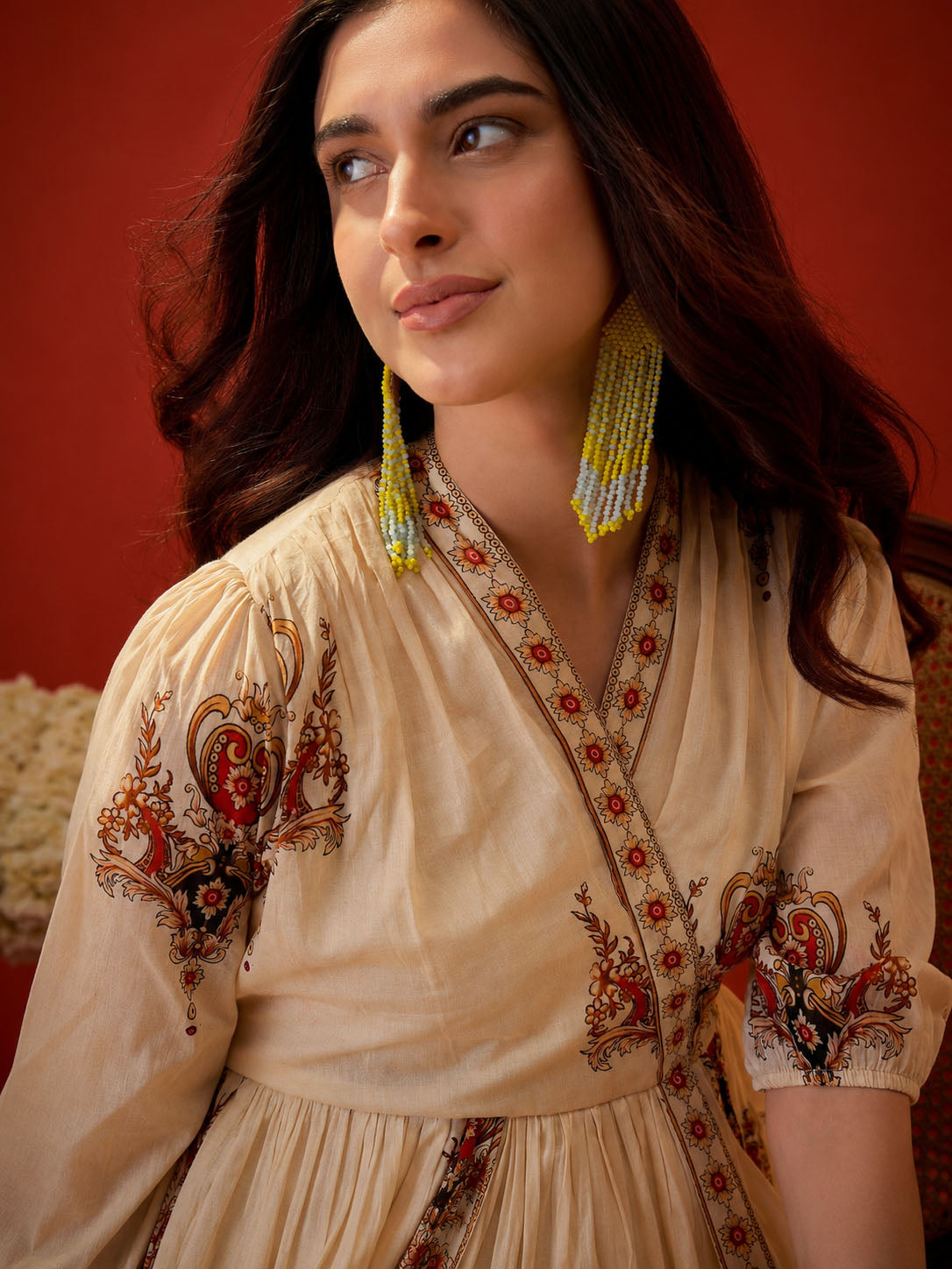 Ethnic Motifs Cotton Blend Empire Dress
