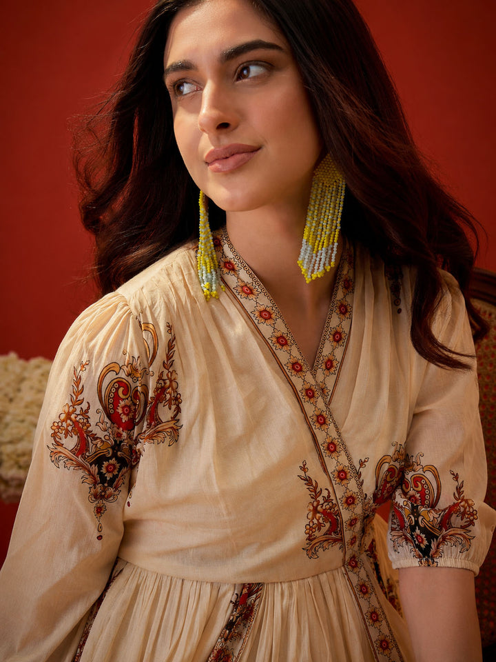 Ethnic Motifs Cotton Blend Empire Dress