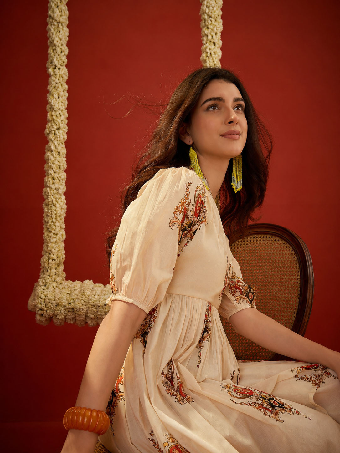 Ethnic Motifs Cotton Blend Empire Dress