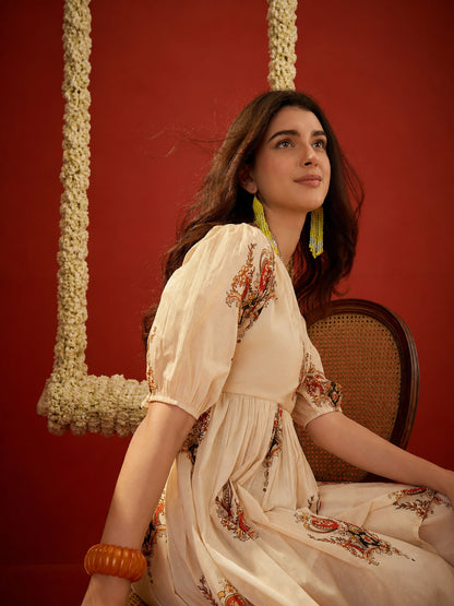 Ethnic Motifs Cotton Blend Empire Dress