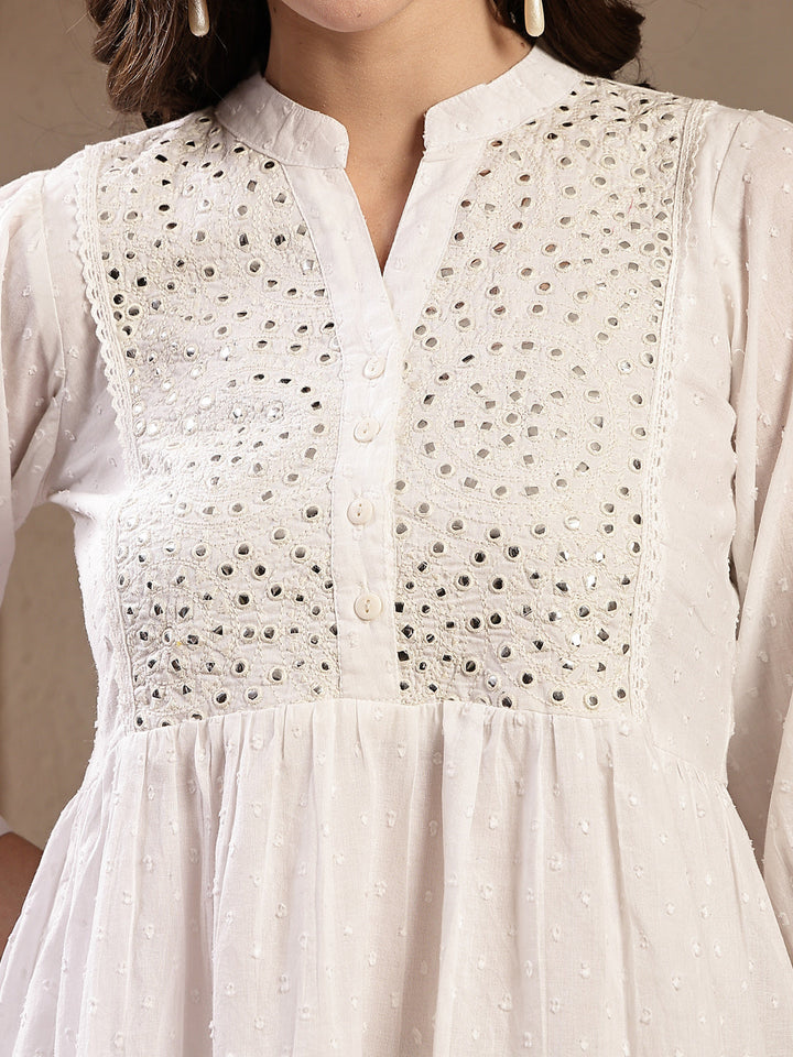 Self Design Cotton Tiered Dress