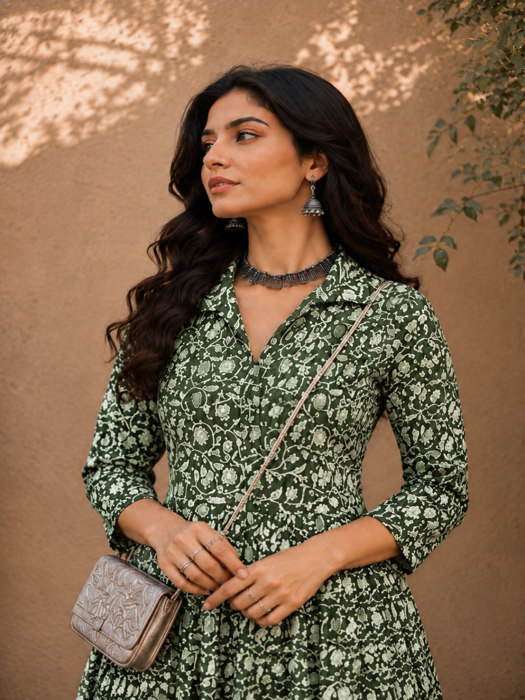 Dabu Printed Cotton Flared Dress
