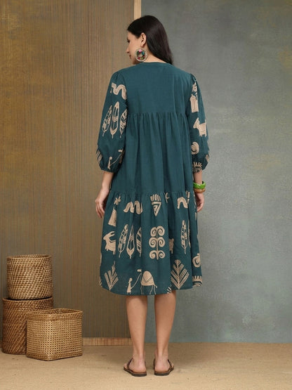 Boho Printed Cotton Tiered Dress