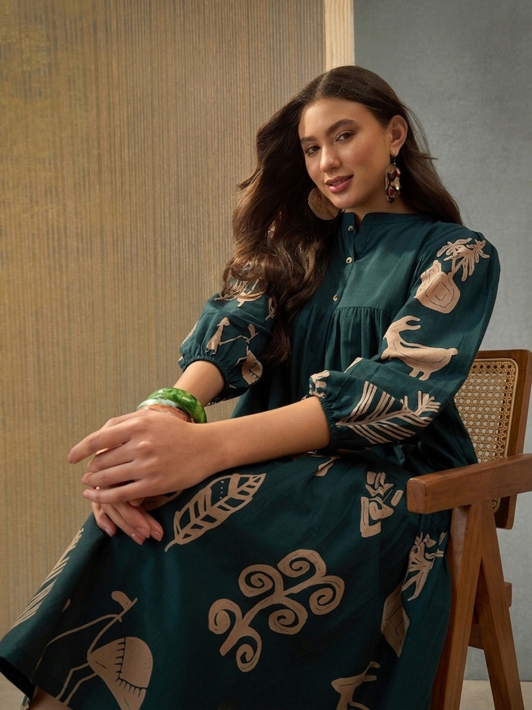 Boho Printed Cotton Tiered Dress