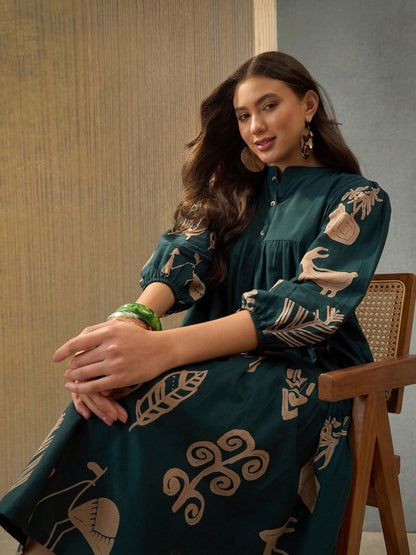 Boho Printed Cotton Tiered Dress