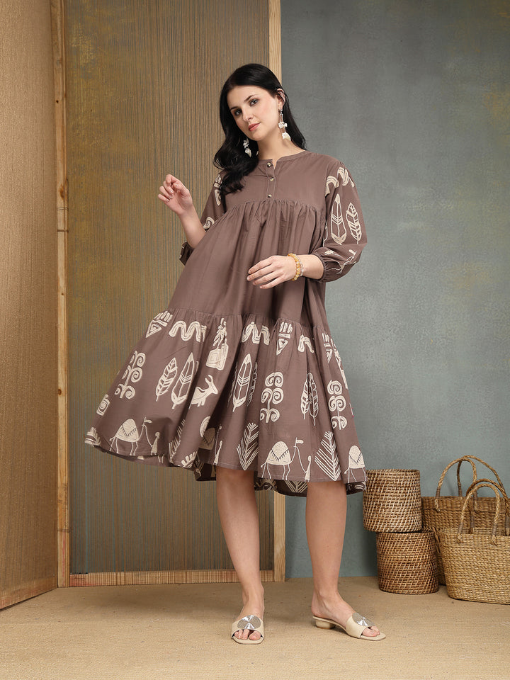 Boho Printed Cotton Tiered Dress