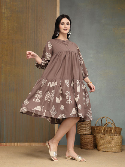 Boho Printed Cotton Tiered Dress