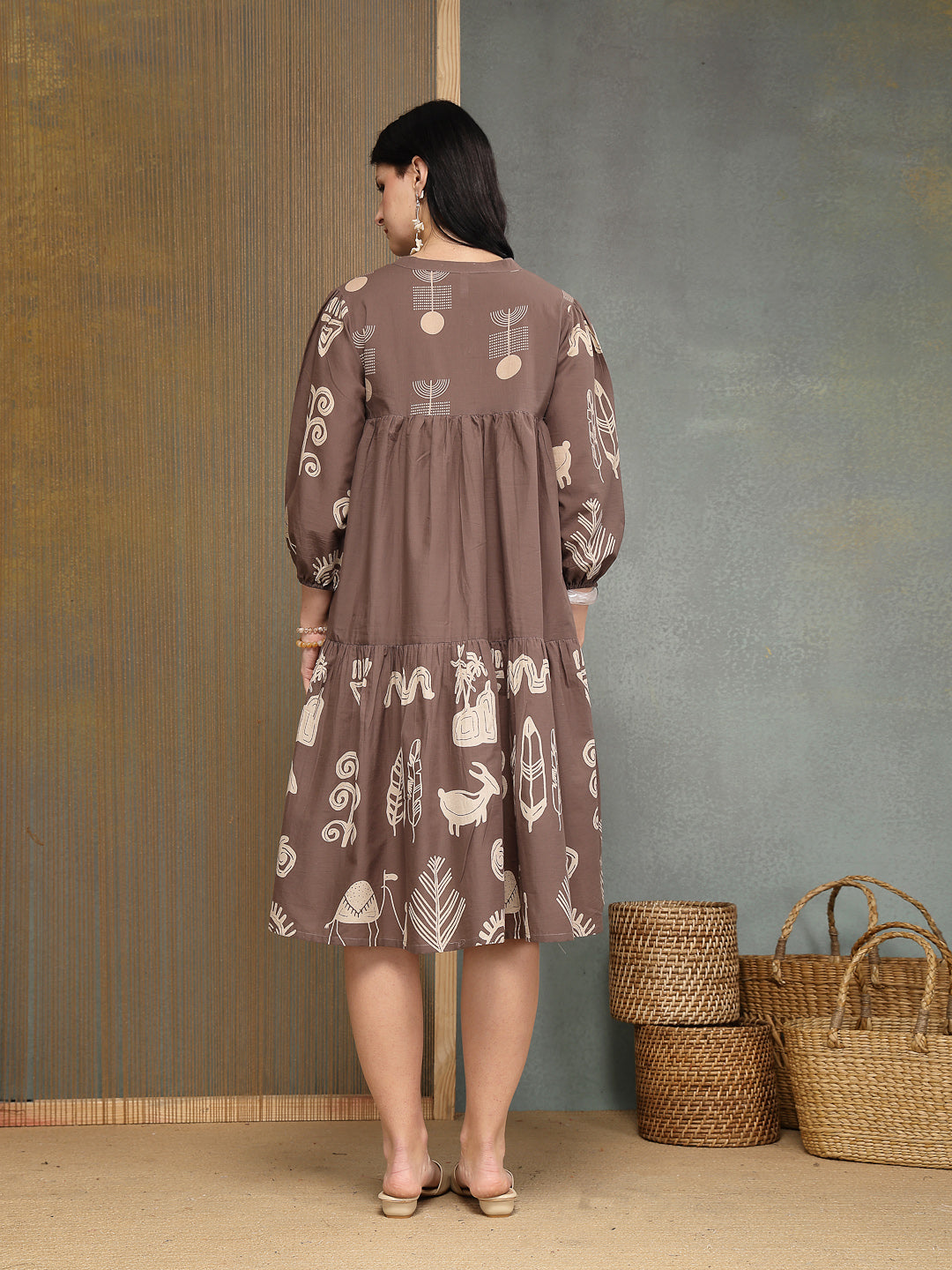 Boho Printed Cotton Tiered Dress