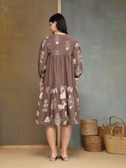 Boho Printed Cotton Tiered Dress