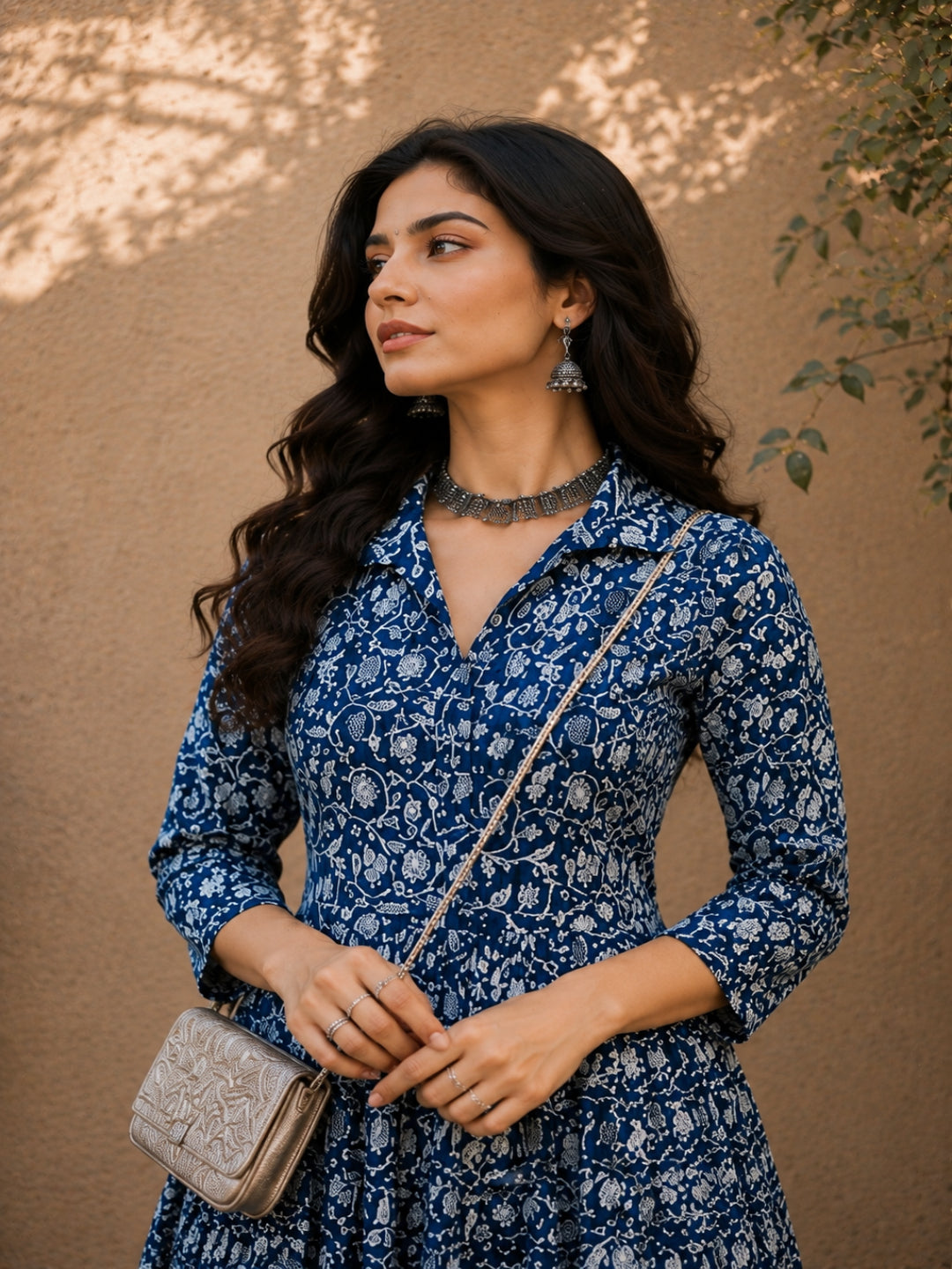 Dabu Printed Cotton Flared Dress